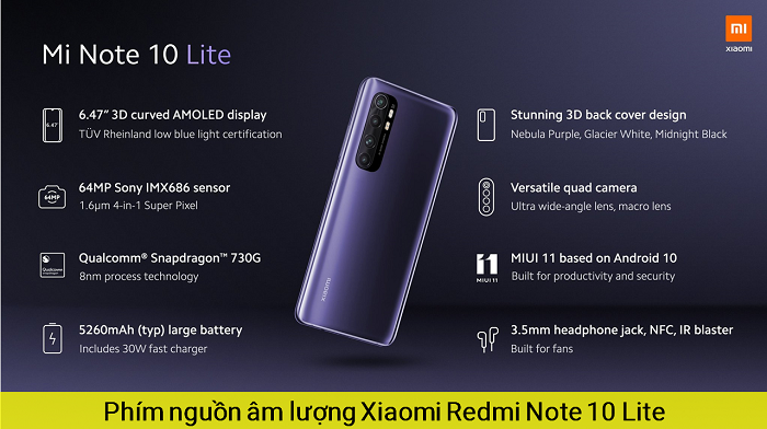 Phím Nguồn âm lượng Xiaomi Redmi Note 10 Lite