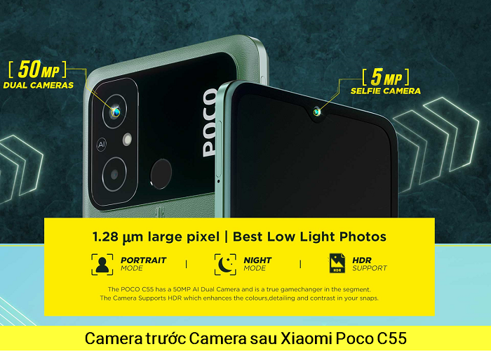 Camera trước Camera sau Xiaomi Poco C55