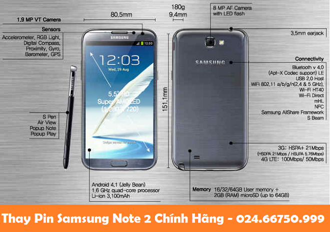 Pin Dien Thoai Samsung Note 2