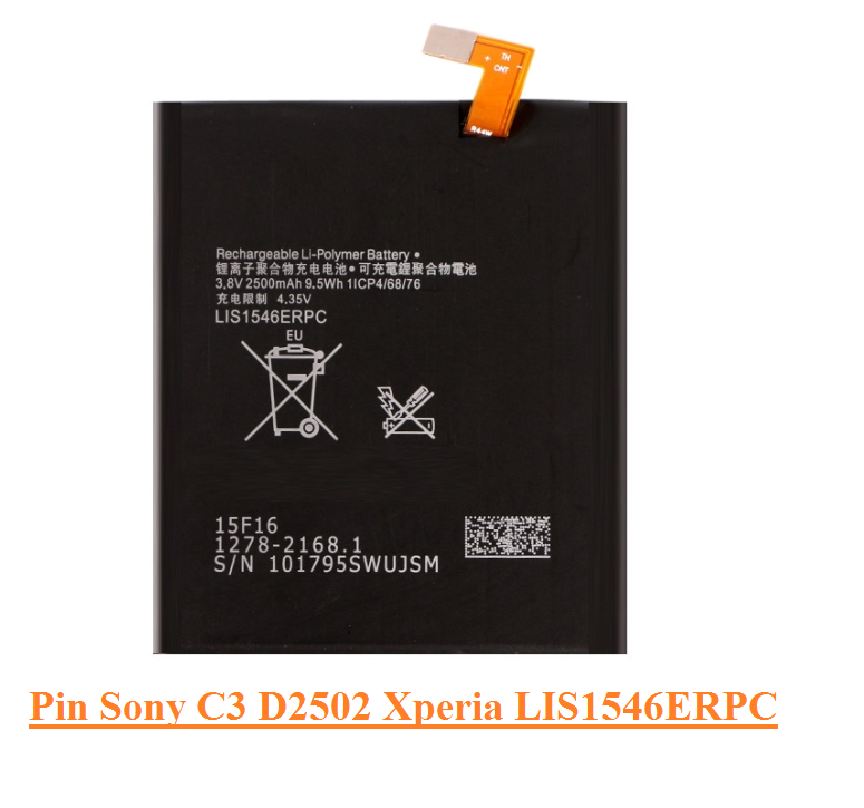 Pin Sony C3 D2502 Xperia LIS1546ERPC 2500mAh S55T, XPERIA T3, M50W, D5102
