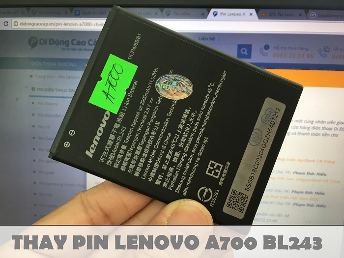 Pin Lenovo A7000, Pin Điện Thoại Lenovo BL243 Chất Lượng Gía Hấp Dẫn