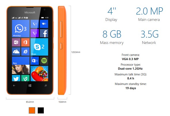 cau hinh Lumia 430