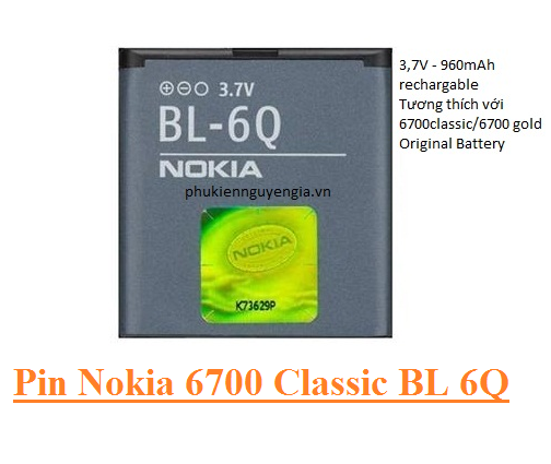 Pin Nokia 6700 Classic BL 6Q 960mAh