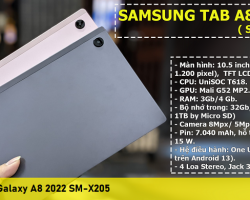 Sửa Máy Tính Bảng Samsung Galaxy A8 2022 SM-X205 Các Lỗi Phần Cứng Phần Mềm